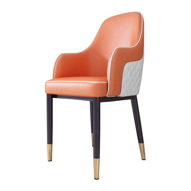 Silla de comedor de estilo escandinavo Silla tapizada de metal para comedor con brazo