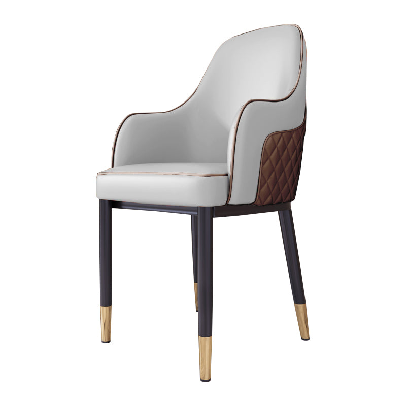 Chaise de salle à manger de style scandinave, chaise rembourrée en métal avec accoudoirs