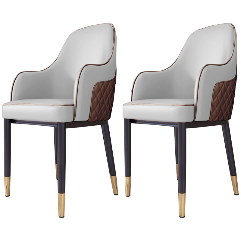 Silla de comedor de estilo escandinavo Silla tapizada de metal para comedor con brazo