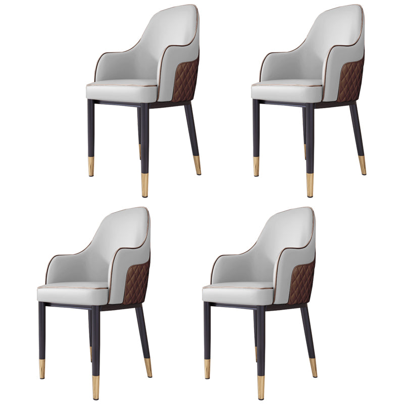 Silla de comedor de estilo escandinavo Silla tapizada de metal para comedor con brazo