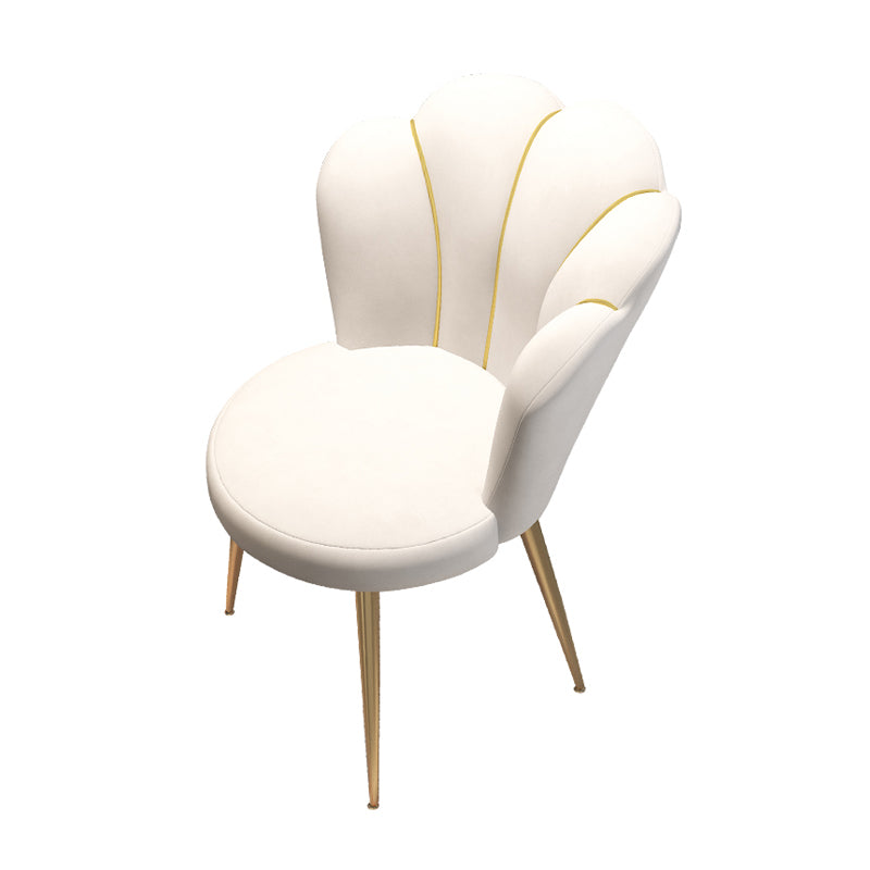 Silla nórdica tapizada de lino para comedor de metal, silla individual sin brazos de terciopelo de tela