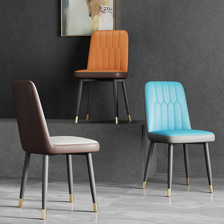 Silla de comedor de metal de estilo escandinavo, silla con respaldo sólido sin brazos