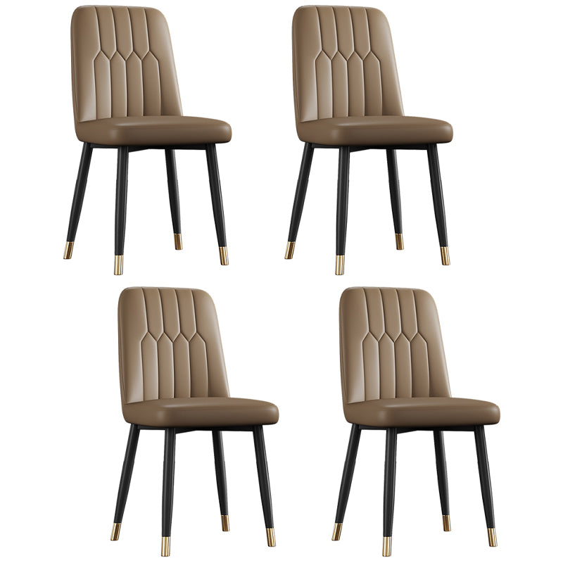 Silla de comedor de metal de estilo escandinavo, silla con respaldo sólido sin brazos