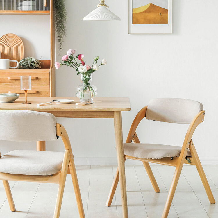Chaise latéral de maison scandinave rembourrée en bois ouvert en bois pliant chaise