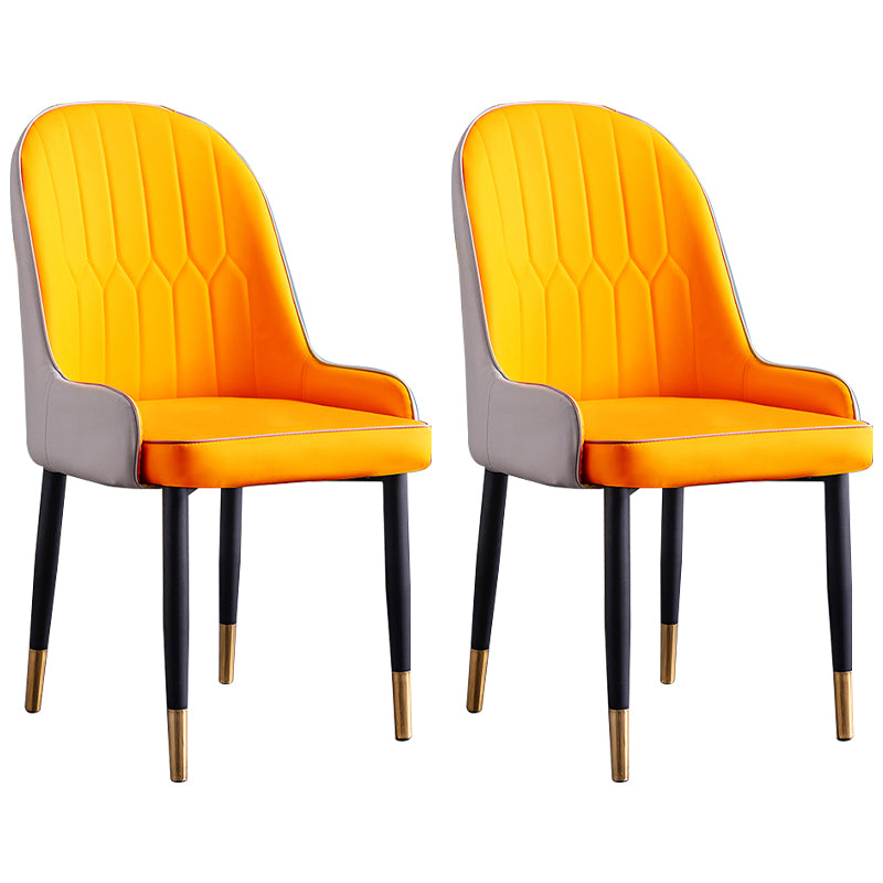 Scandinavian Indoor Arm Chair Parsons Back Upholstered Metal Dining Room Chair