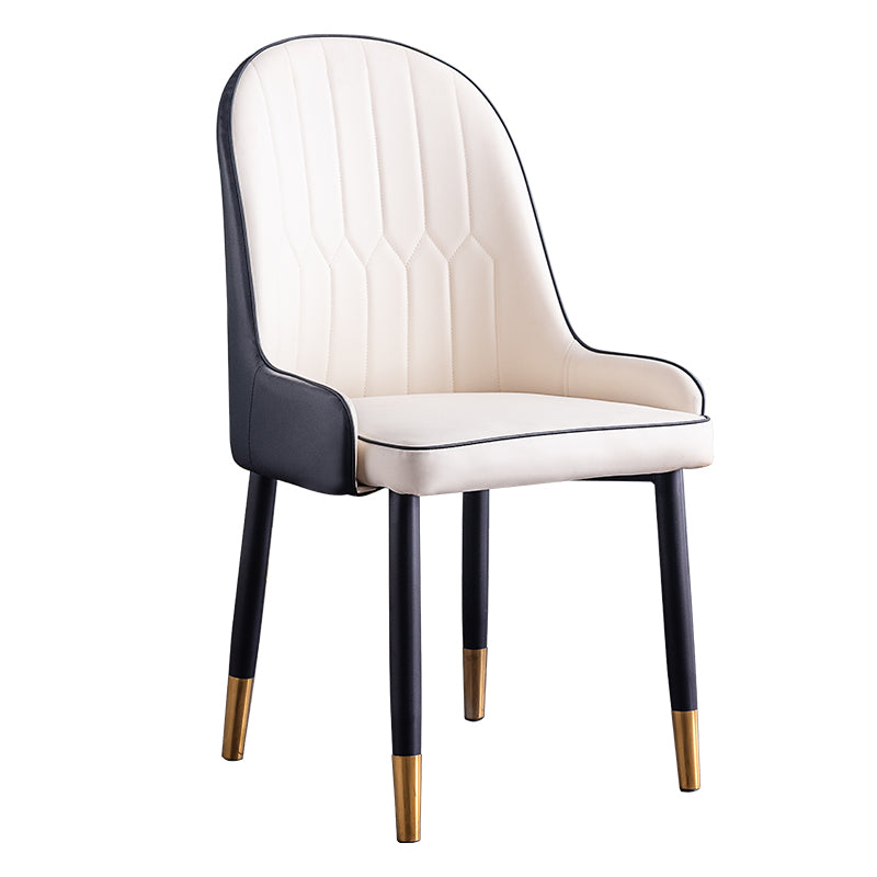 Scandinavian Indoor Arm Chair Parsons Back Upholstered Metal Dining Room Chair