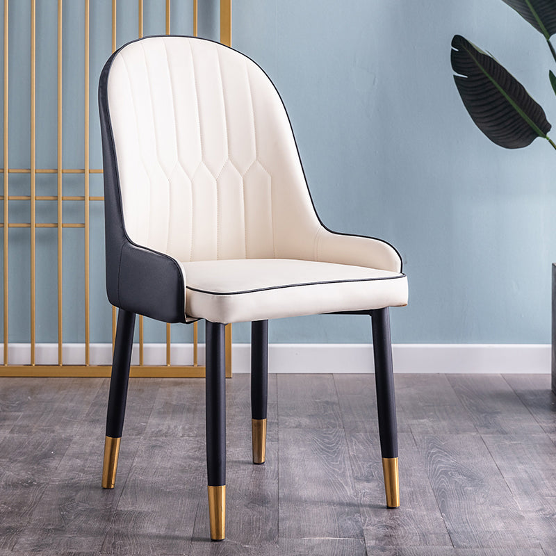 Scandinavian Indoor Arm Chair Parsons Back Upholstered Metal Dining Room Chair