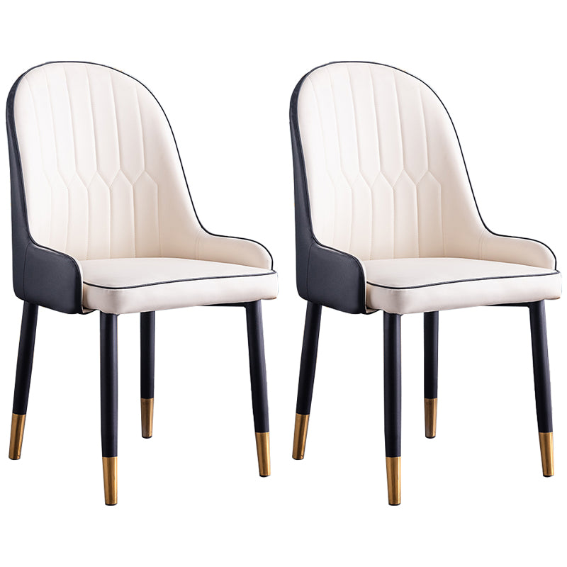 Scandinavian Indoor Arm Chair Parsons Back Upholstered Metal Dining Room Chair