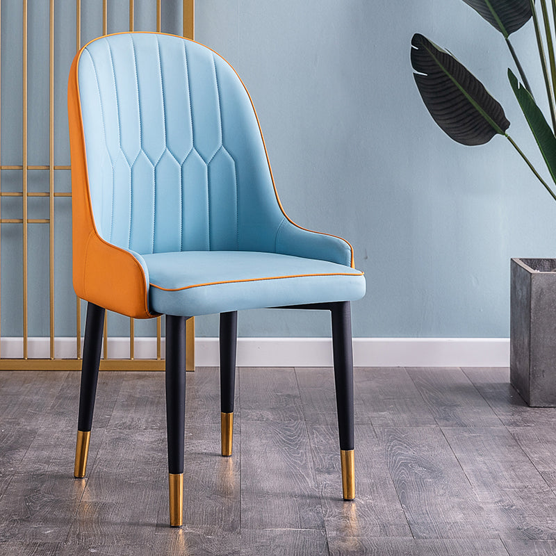 Scandinavian Indoor Arm Chair Parsons Back Upholstered Metal Dining Room Chair