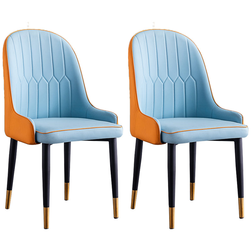 Scandinavian Indoor Arm Chair Parsons Back Upholstered Metal Dining Room Chair