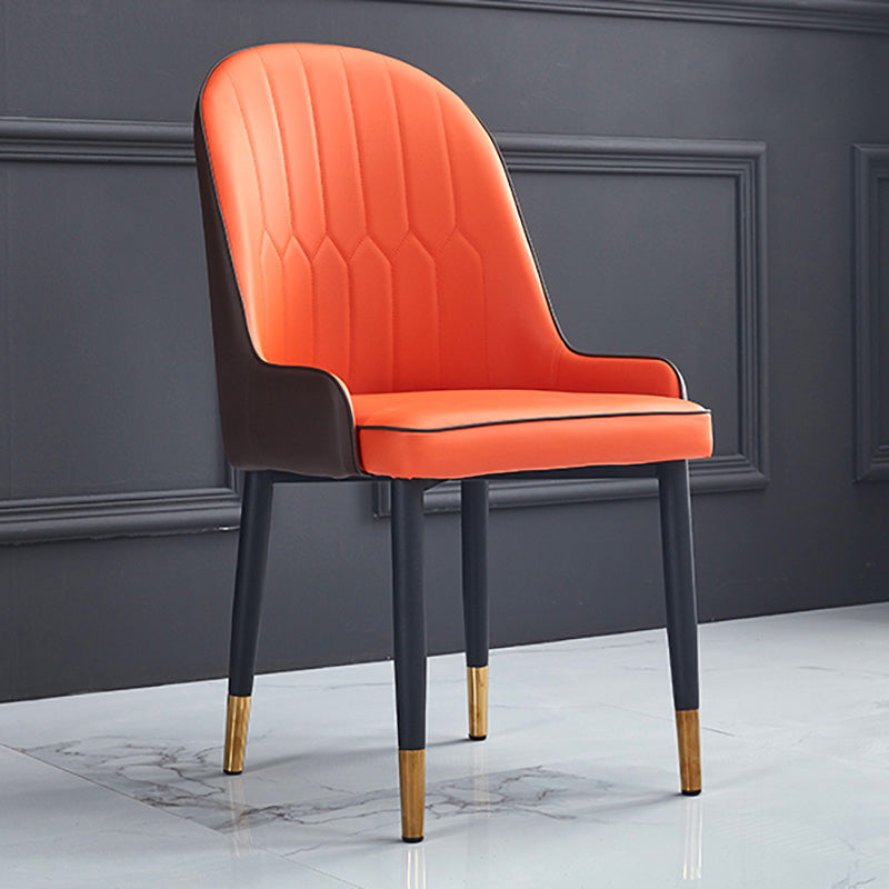 Scandinavian Indoor Arm Chair Parsons Back Upholstered Metal Dining Room Chair