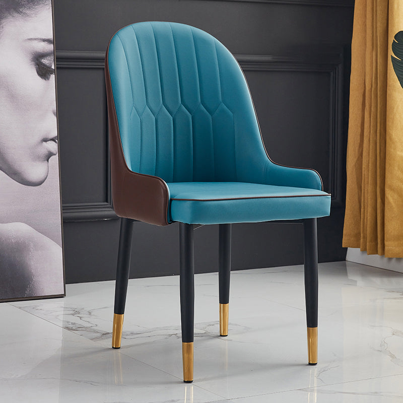 Scandinavian Indoor Arm Chair Parsons Back Upholstered Metal Dining Room Chair