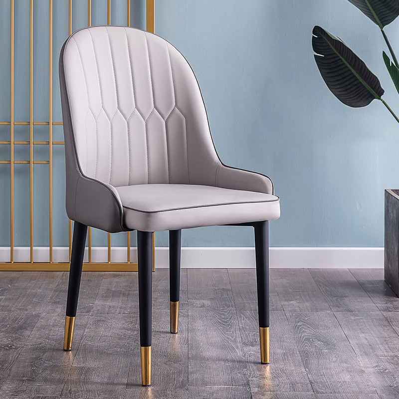 Scandinavian Indoor Arm Chair Parsons Back Upholstered Metal Dining Room Chair