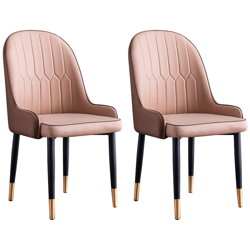 Scandinavian Indoor Arm Chair Parsons Back Upholstered Metal Dining Room Chair