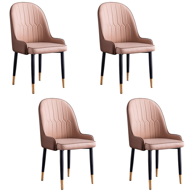 Scandinavian Indoor Arm Chair Parsons Back Upholstered Metal Dining Room Chair