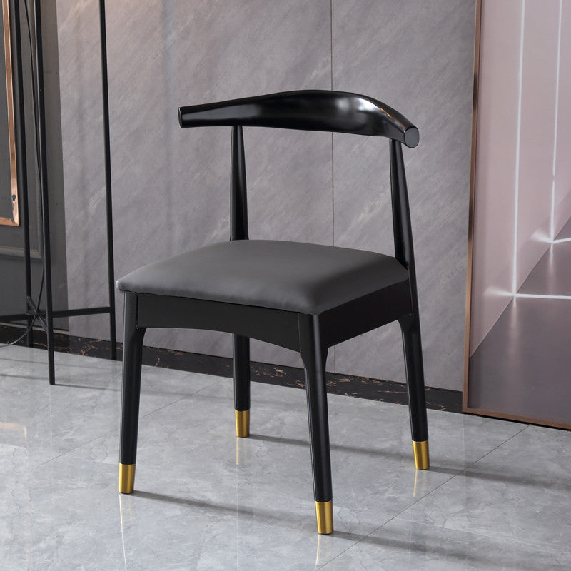 Chaise d'appoint scandinave à dossier ouvert, chaise de salle à manger rembourrée en bois