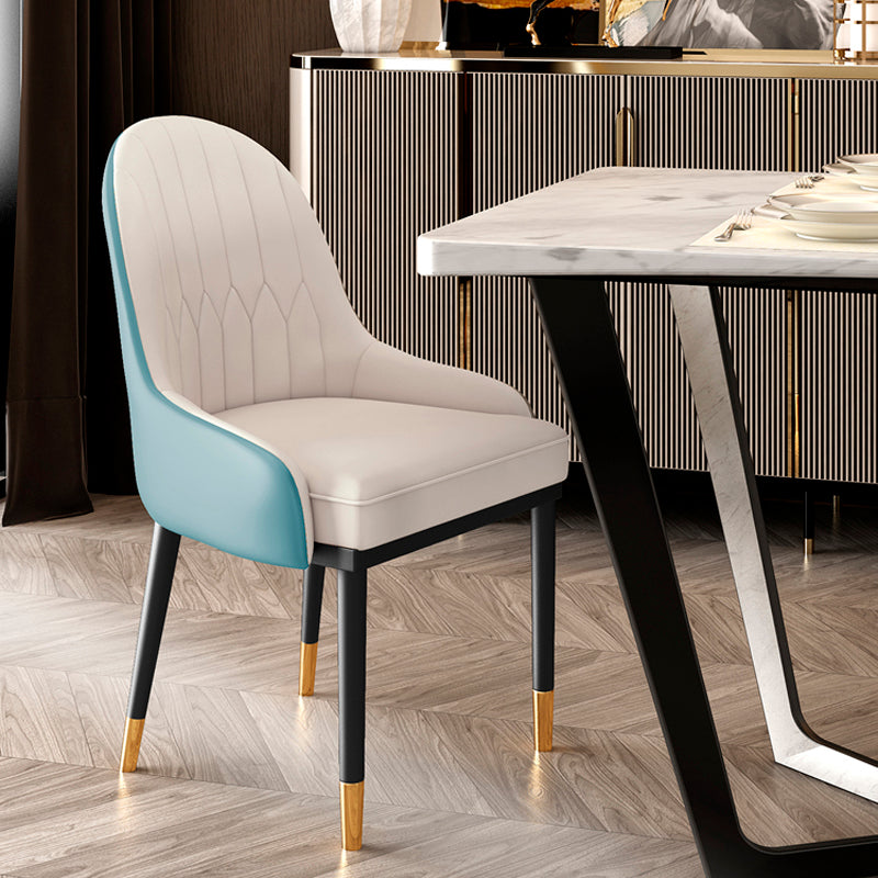 Inicio Sillón escandinavo Silla de comedor tapizada con respaldo Parsons de metal
