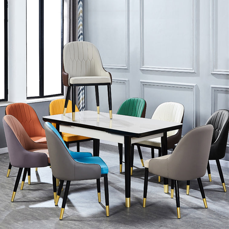 Inicio Sillón escandinavo Silla de comedor tapizada con respaldo Parsons de metal