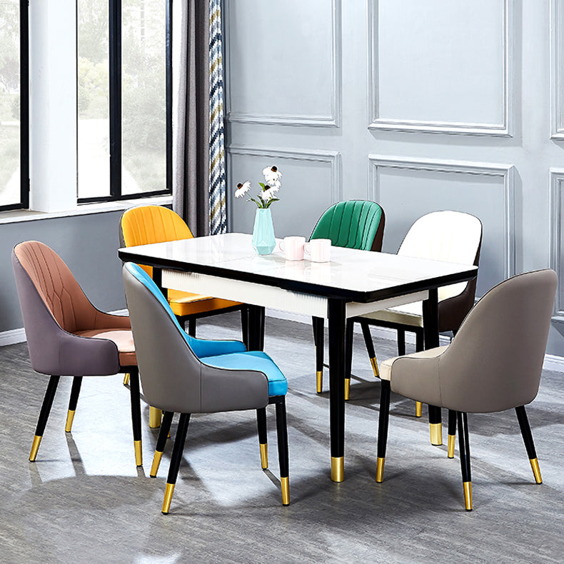 Inicio Sillón escandinavo Silla de comedor tapizada con respaldo Parsons de metal
