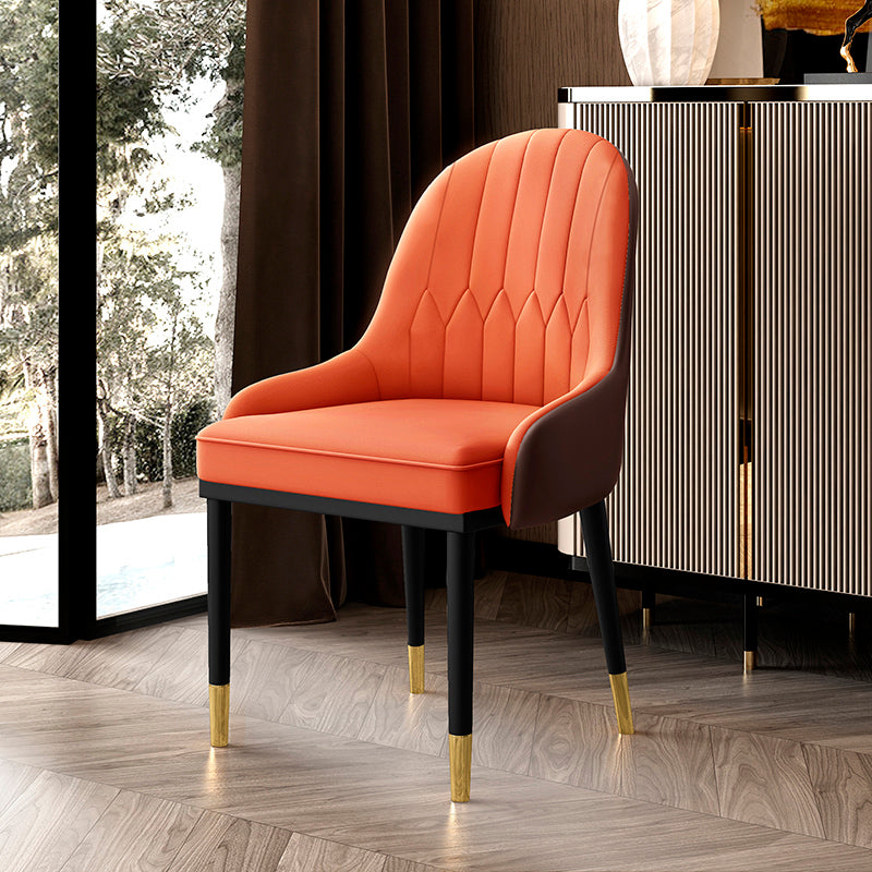 Inicio Sillón escandinavo Silla de comedor tapizada con respaldo Parsons de metal