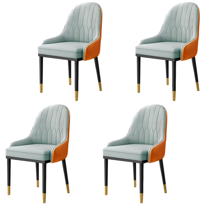 Inicio Sillón escandinavo Silla de comedor tapizada con respaldo Parsons de metal