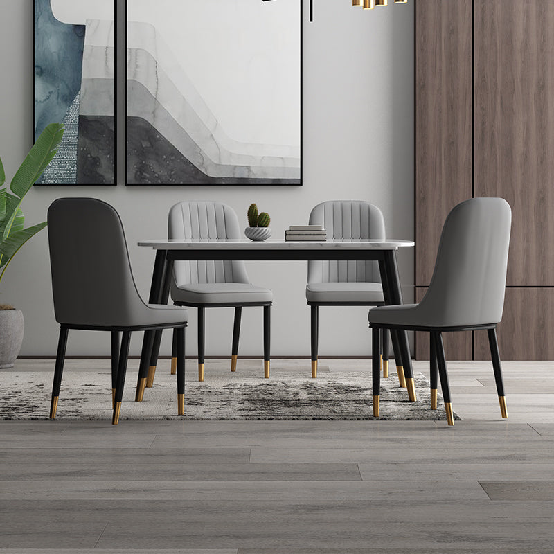 Silla de comedor de estilo escandinavo, silla acolchada con respaldo sólido de comedor de metal