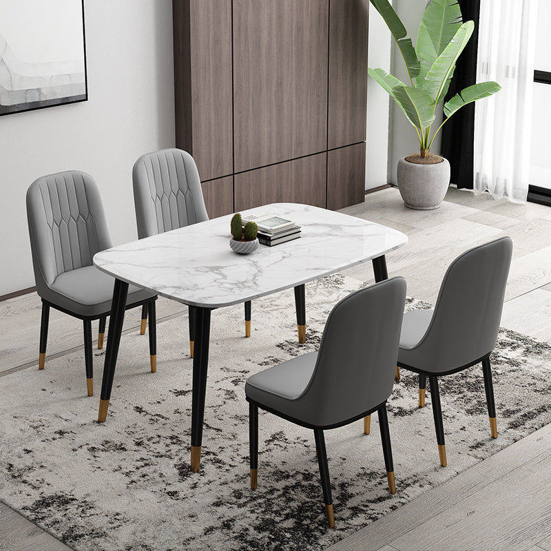 Silla de comedor de estilo escandinavo, silla acolchada con respaldo sólido de comedor de metal