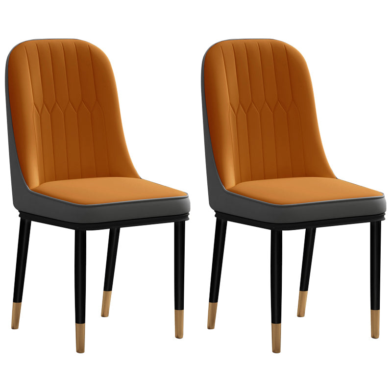 Silla de comedor de estilo escandinavo, silla acolchada con respaldo sólido de comedor de metal