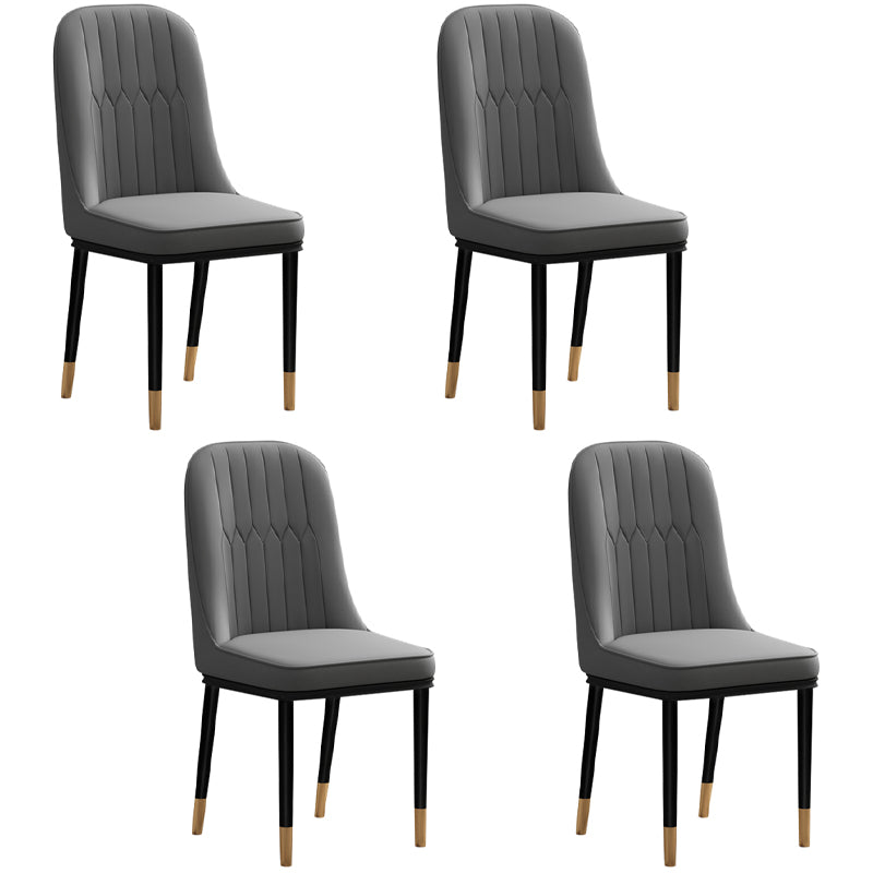 Silla de comedor de estilo escandinavo, silla acolchada con respaldo sólido de comedor de metal