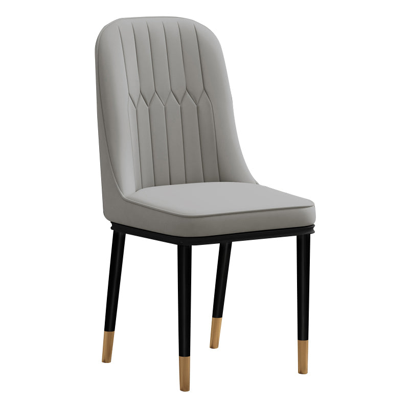 Silla de comedor de estilo escandinavo, silla acolchada con respaldo sólido de comedor de metal