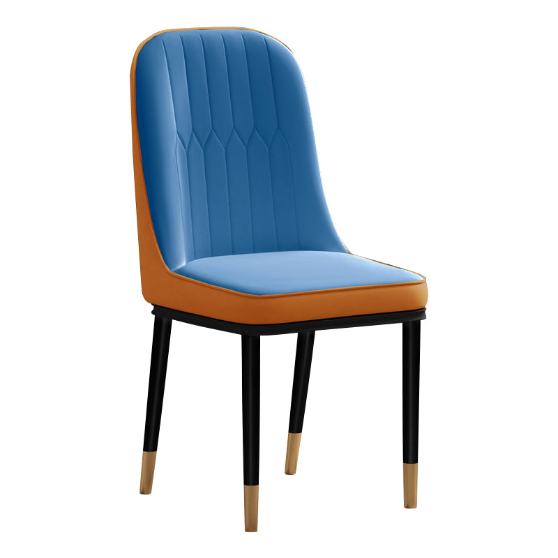Silla de comedor de estilo escandinavo, silla acolchada con respaldo sólido de comedor de metal