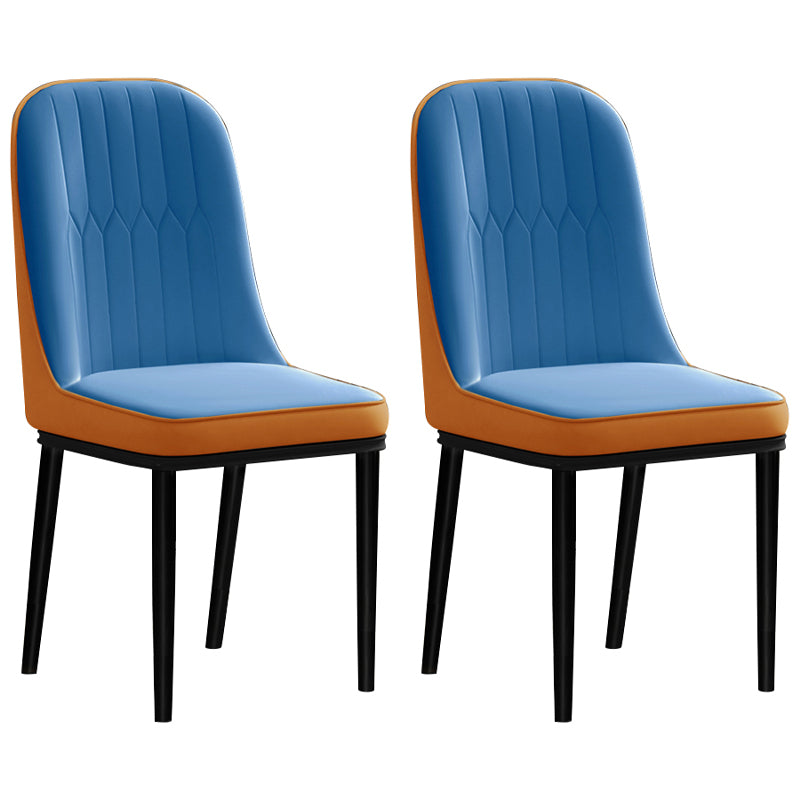 Silla de comedor de estilo escandinavo, silla acolchada con respaldo sólido de comedor de metal