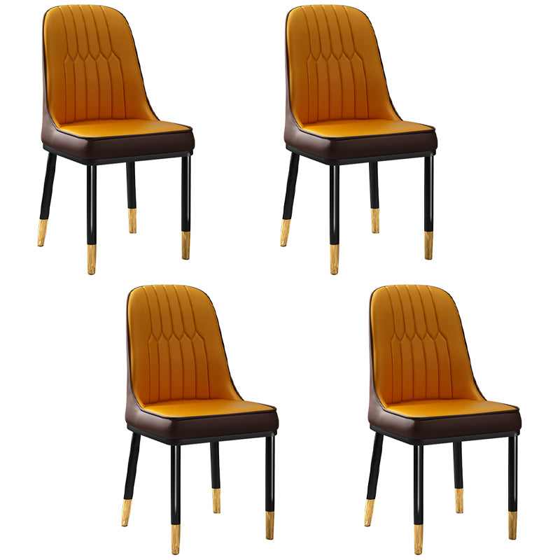 Silla de comedor de estilo escandinavo, silla acolchada con respaldo sólido de comedor de metal