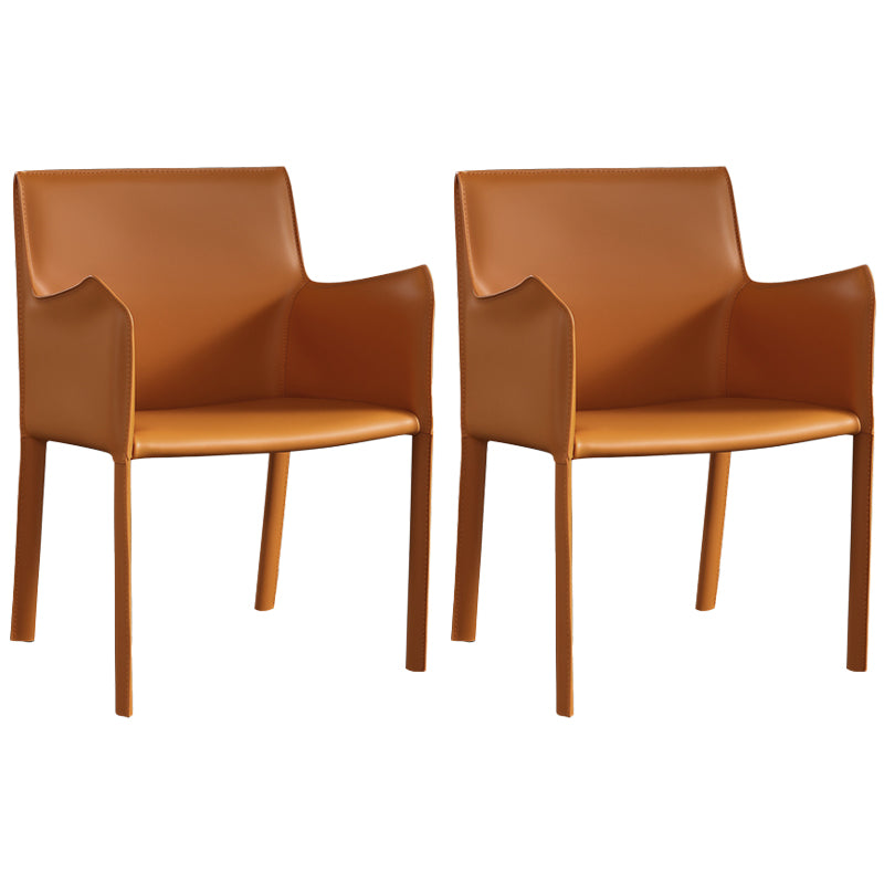 Chaises de salle à manger modernes en métal avec accoudoirs en cuir pour restaurant (Ensemble de 2)