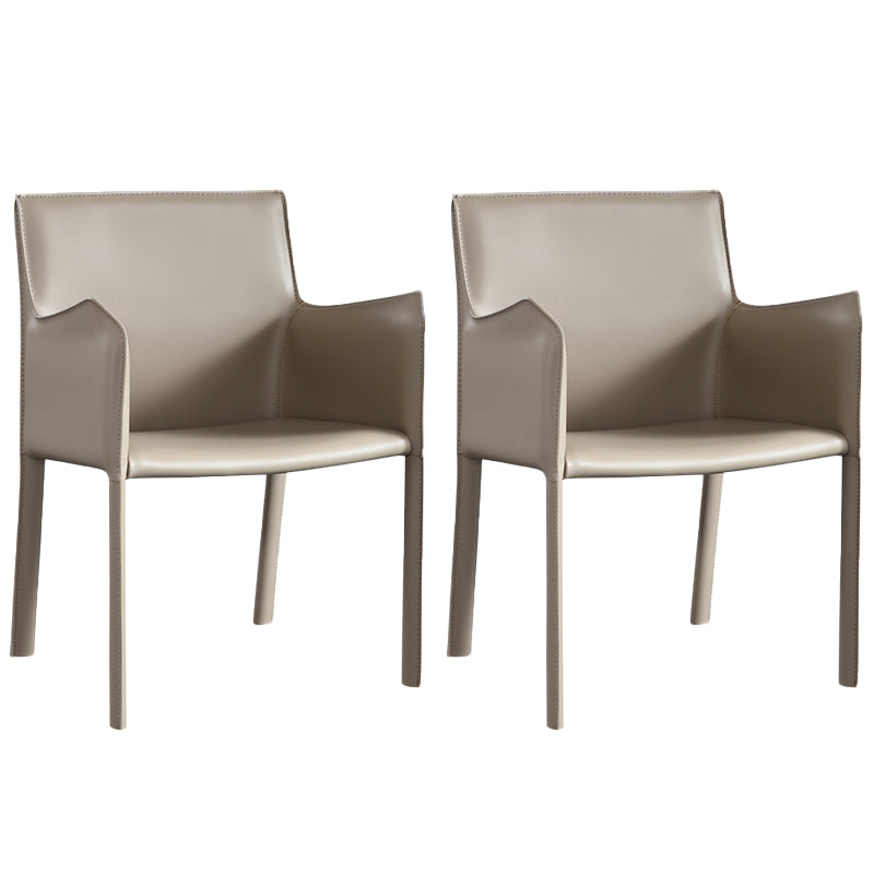 Chaises de salle à manger modernes en métal avec accoudoirs en cuir pour restaurant (Ensemble de 2)