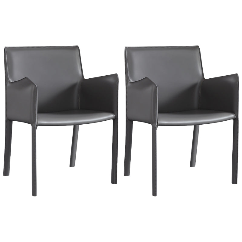 Chaises de salle à manger modernes en métal avec accoudoirs en cuir pour restaurant (Ensemble de 2)
