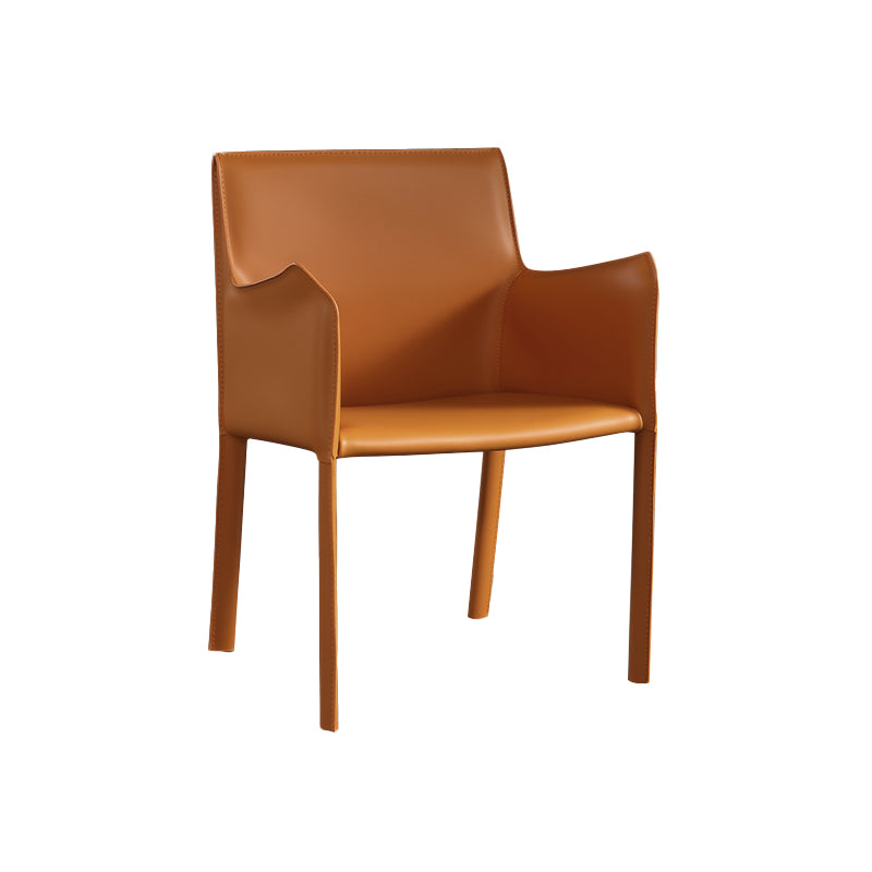 Chaises de salle à manger modernes en métal avec accoudoirs en cuir pour restaurant (Ensemble de 2)