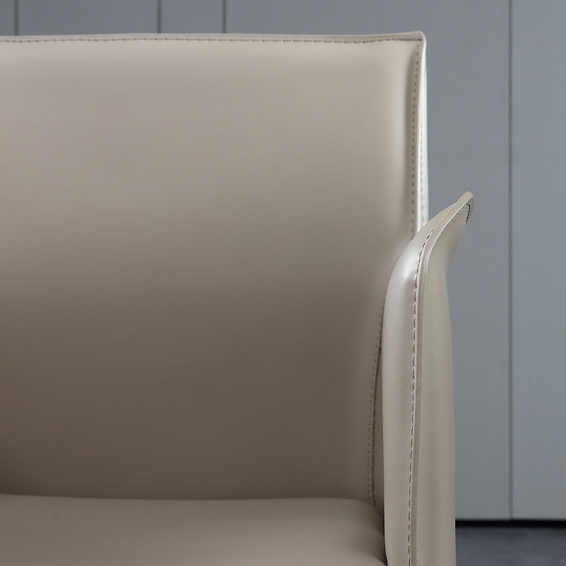 Chaises de salle à manger modernes en métal avec accoudoirs en cuir pour restaurant (Ensemble de 2)