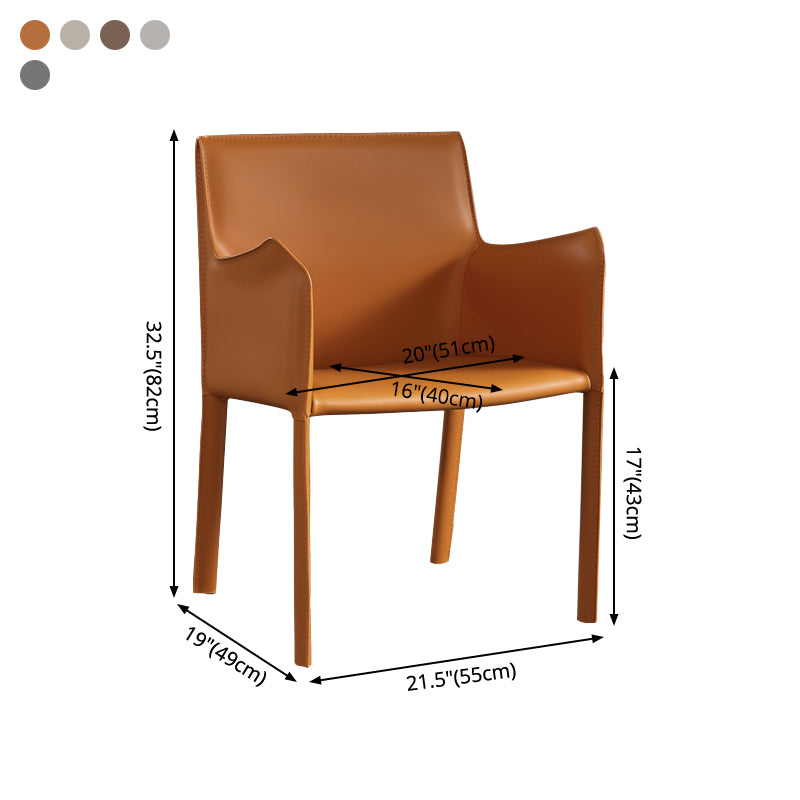 Chaises de salle à manger modernes en métal avec accoudoirs en cuir pour restaurant (Ensemble de 2)