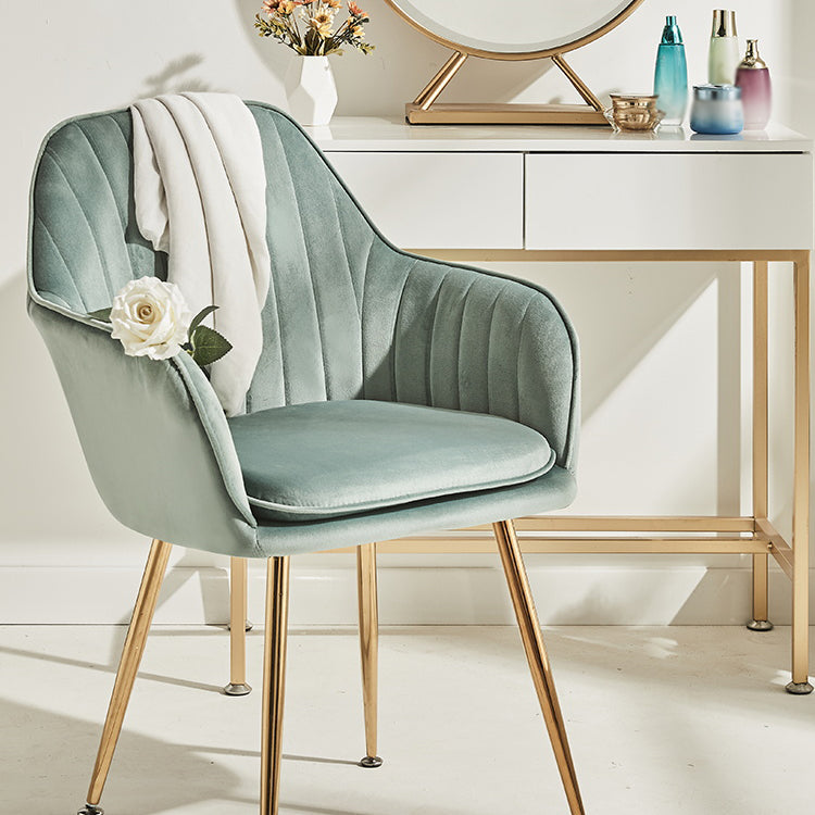 Scandinavian Style Dining Chair Metal Home Cushioned Solid Back Chair with Arm
