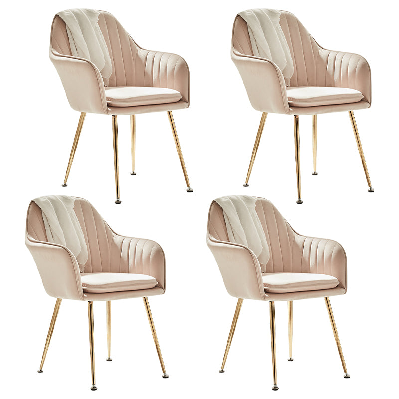 Scandinavian Style Dining Chair Metal Home Cushioned Solid Back Chair with Arm
