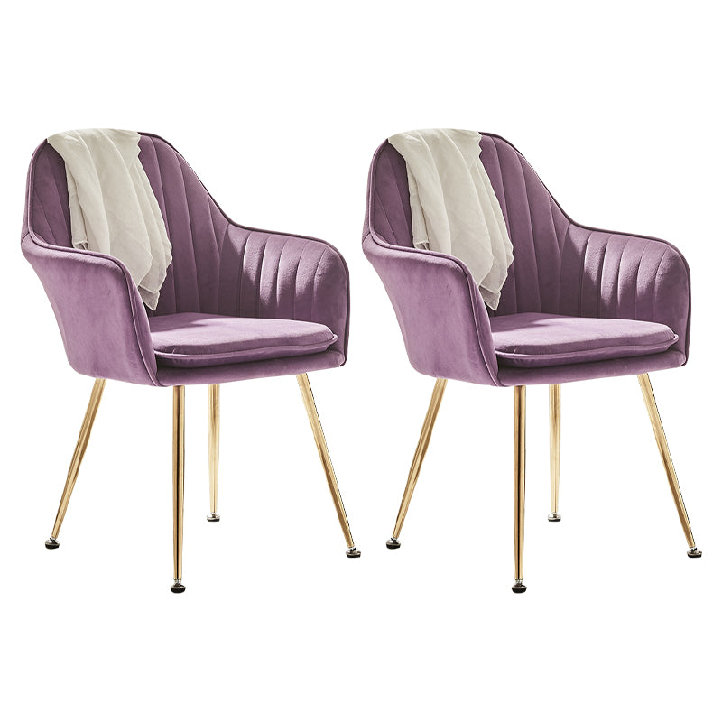 Scandinavian Style Dining Chair Metal Home Cushioned Solid Back Chair with Arm