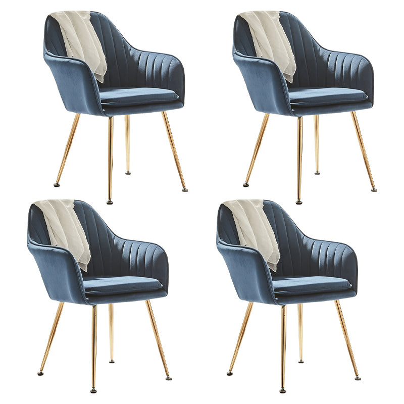 Scandinavian Style Dining Chair Metal Home Cushioned Solid Back Chair with Arm