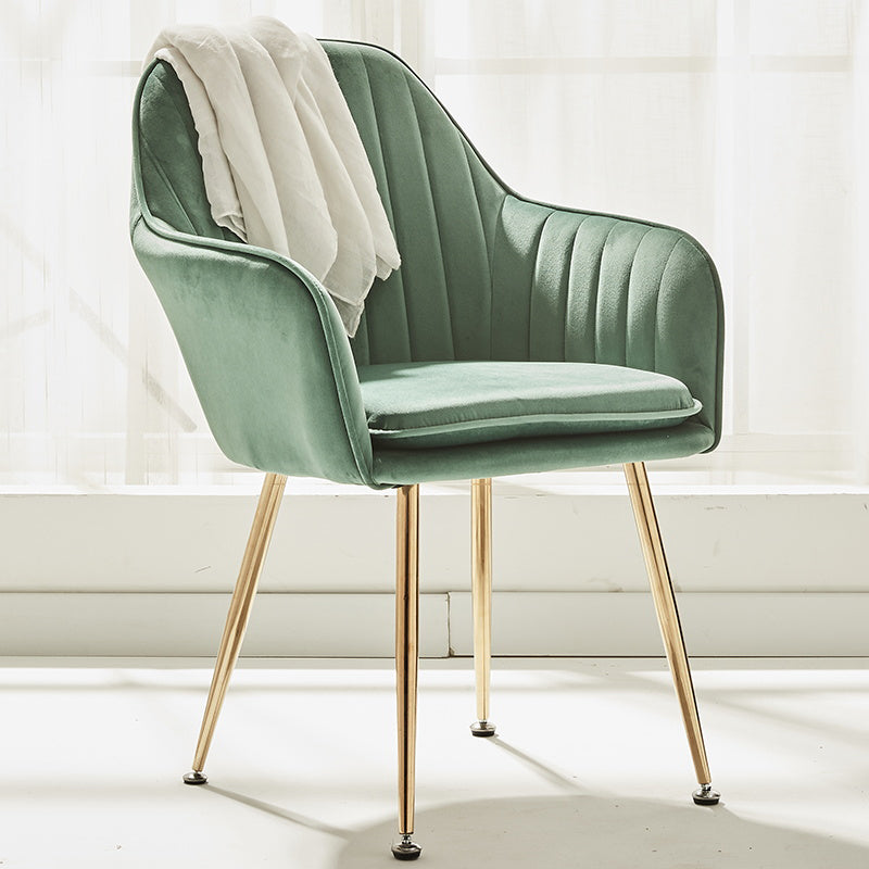 Scandinavian Style Dining Chair Metal Home Cushioned Solid Back Chair with Arm