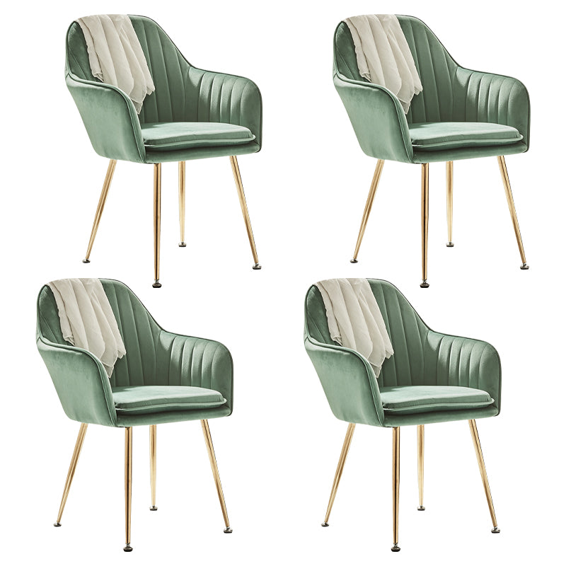 Scandinavian Style Dining Chair Metal Home Cushioned Solid Back Chair with Arm