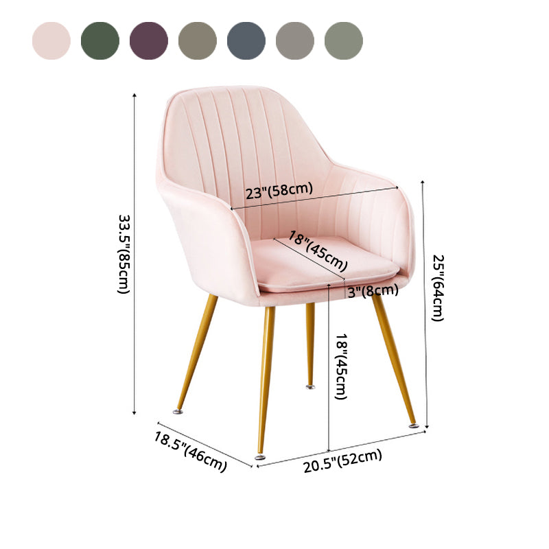 Scandinavian Style Dining Chair Metal Home Cushioned Solid Back Chair with Arm