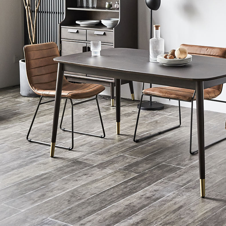 Rectangle 4 Legs Luxury Style Dining Table Wood Color Fixed Table of Solid Rubberwood