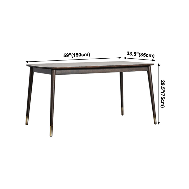 Rectangle 4 Legs Luxury Style Dining Table Wood Color Fixed Table of Solid Rubberwood