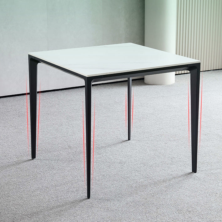 Square Shape Sintered Stone Dining Table Industrial 4 Legs Table for Dining Room