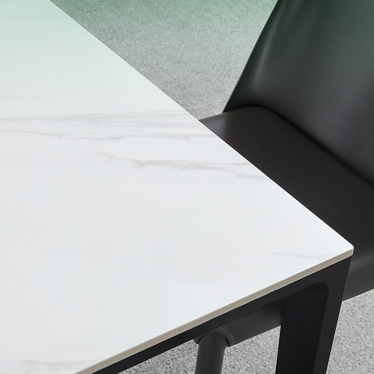 Square Shape Sintered Stone Dining Table Industrial 4 Legs Table for Dining Room